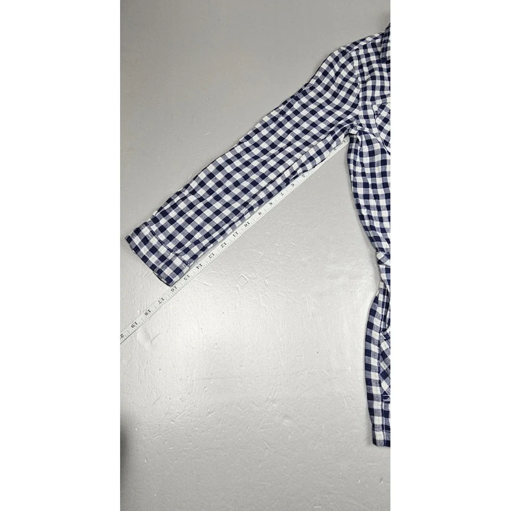 Vintage Polo Ralph Lauren Romper Girls 14 Blue White‎ Gingham Plaid Long Sleeve